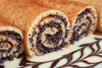 Image showing Pancakes with poppy seeds