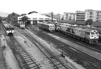 Image showing Trains in the rain