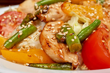 Image showing Warm salad with chicken