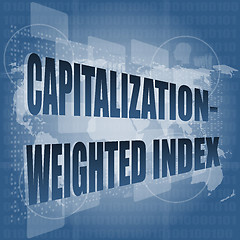 Image showing capitalization weighted index words on touch screen interface