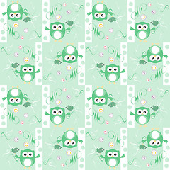 Image showing Seamless colourfull owl and birds pattern for kids