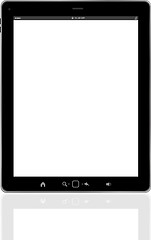 Image showing Tablet computer. Black frame tablet pc with white screen, isolated of background