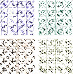 Image showing Seamless wallpaper pattern, set of four colors