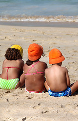 Image showing Children playing on the beach