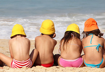 Image showing Cute funny children on the beach