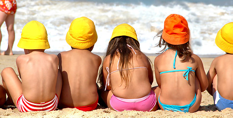 Image showing Cute funny children on the beach