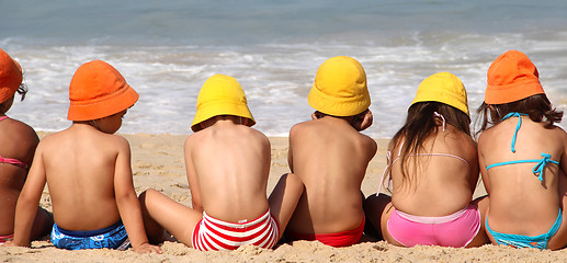 Image showing Cute funny children on the beach