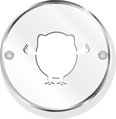 Image showing Owl icon, chrome metallic button