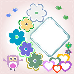 Image showing Seamless colourfull owl flower pattern for kids