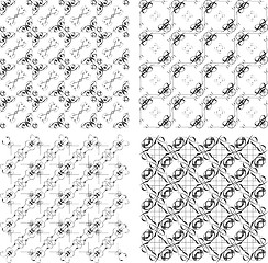 Image showing Set of monochrome geometric seamless patterns, backgrounds collection