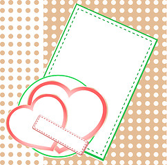 Image showing Valentin`s Day card with two love hearts