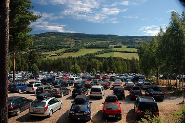 Image showing Norwegian farmland and cars