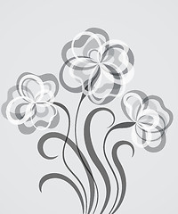 Image showing Grayscale EPS10 background with abstract flowers