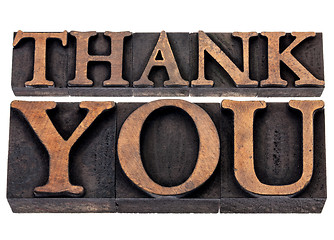 Image showing thank you  in wood type