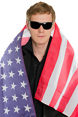 Image showing Young man in the American flag