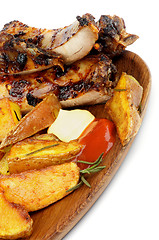 Image showing Barbecue Pork Ribs and Roasted Potato