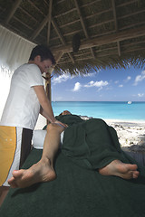 Image showing massage by the sea