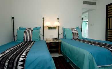 Image showing hotel room luxury with sea view