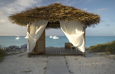 Image showing massage hut by the sea