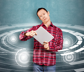 Image showing Asian Man With Touch Pad