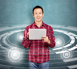 Image showing Asian Man With Touch Pad