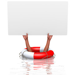 Image showing Blank card in drowning hands