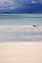 Image showing  sky sand isle and rock in indian ocean 