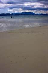 Image showing footstep  boat  hill lagoon 