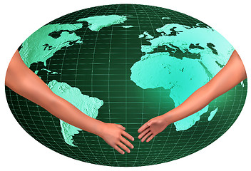 Image showing Handshake over world