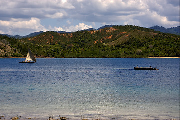 Image showing tropical lagoon hill navigable 