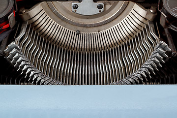 Image showing retro typewriter close up keys mechanism