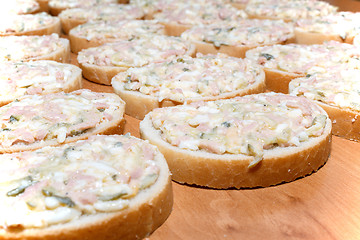 Image showing homemade sandwich with egg and sausage