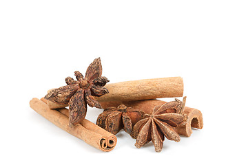 Image showing Star Anise and cinnamon isolated on white 