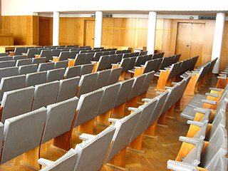 Image showing Conference room with dark chairs