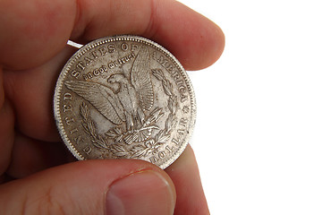 Image showing dollar coins in human hand