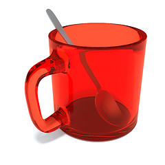 Image showing Glass cup with spoon