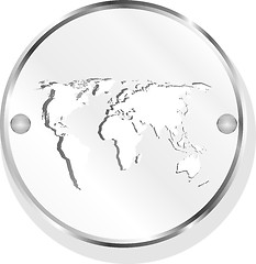 Image showing metal button with world map