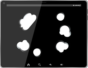 Image showing speech bubble on black tablet pc social, network concept