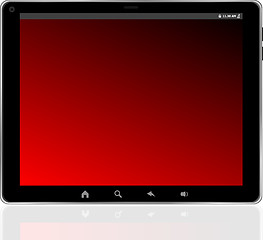 Image showing tablet pc with red screen, isolated on white background