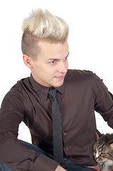 Image showing Portrait of handsome man in brown shirt