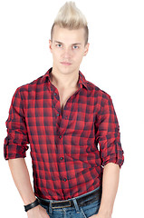 Image showing Portrait of handsome man in red shirt