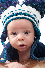 Image showing Little baby in knitted hat