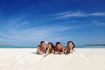 Image showing happy young  couple enjoying summer on beach