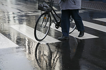 Image showing Senior in crosswalk