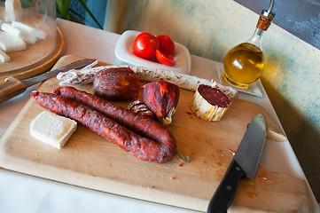 Image showing Sausages on a cutting board