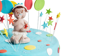 Image showing Blue birthday cake