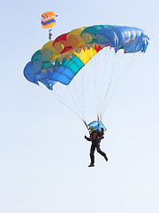Image showing Parachutist Jumper in the helmet after the jump