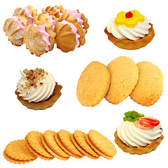 Image showing Set of cookies of the various form on a white background