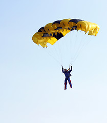 Image showing Parachutist Jumper in the helmet after the jump