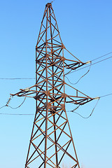 Image showing high voltage post against the blue sky